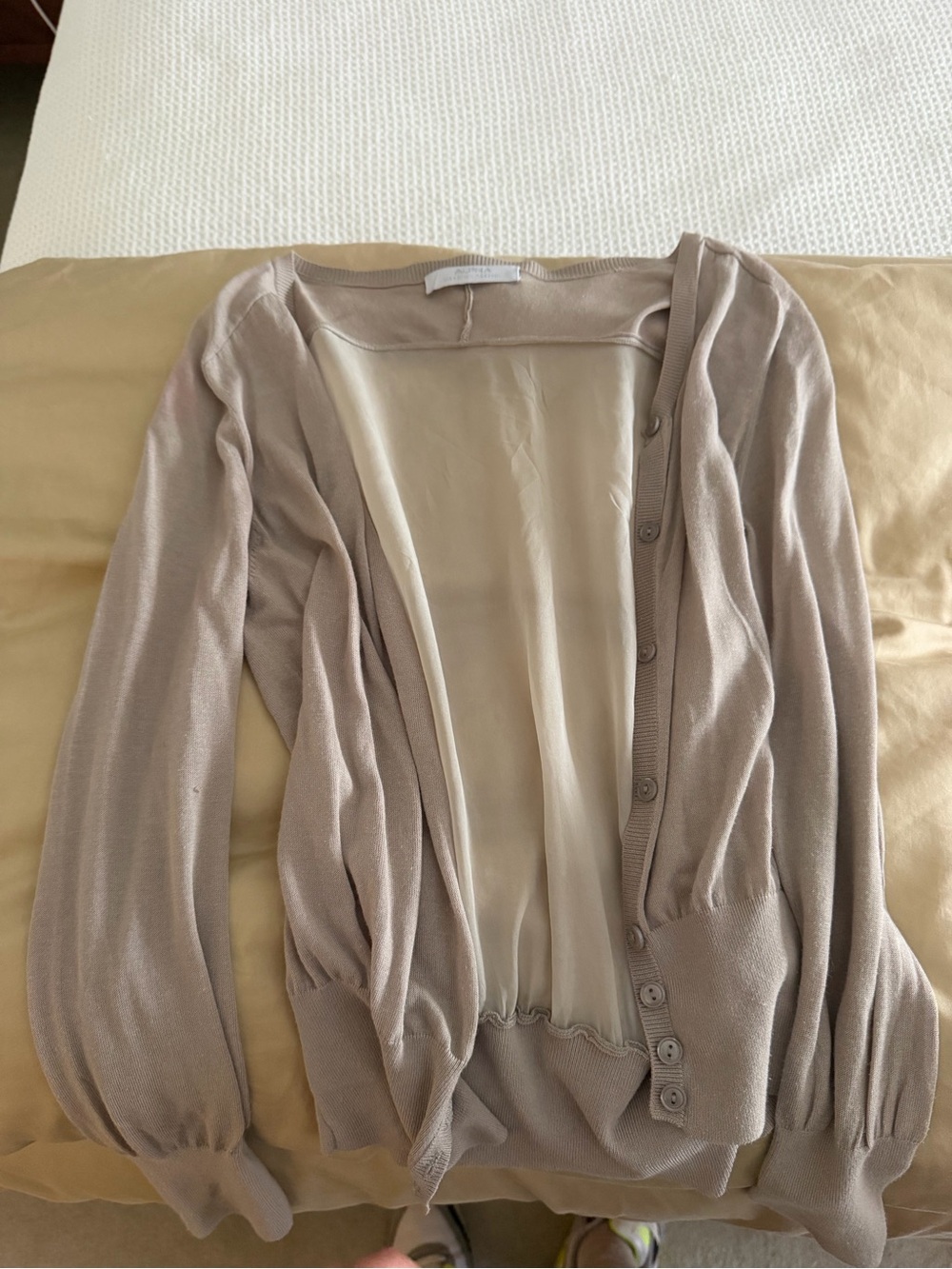 🗽Alpha Massimo Rebecchi Light Taupe Button-Front Cardigan
